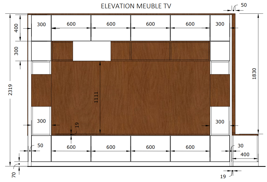 Dessin élévation meuble TV - Tréa Concept