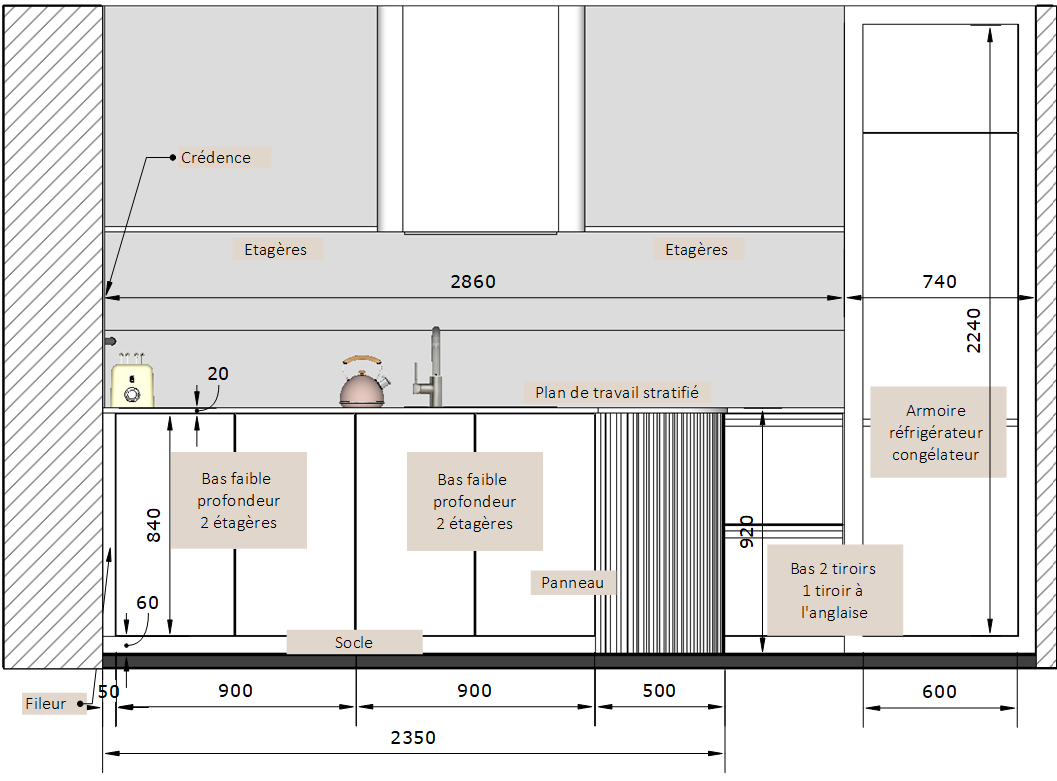 Dessin élévation cuisine - Tréa Concept